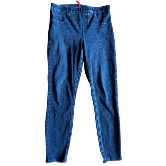 Spanx Jeanish Skinny Ankle Dark Wash Large Slimming Pull On Casual Comfort - Picture 2 of 9